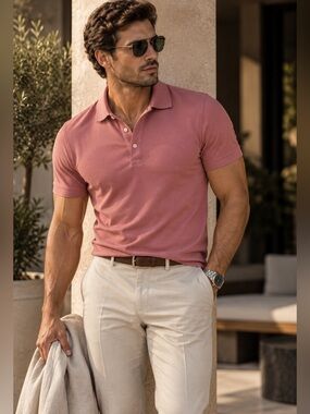 BOSS Slim Fit Stretch Men's Rosewood Short-Sleeve Polo